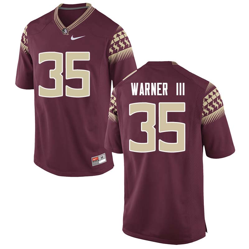 Men #35 Leonard Warner III Florida State Seminoles College Football Jerseys Sale-Garnet